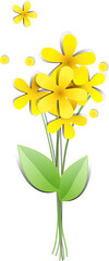 Stylized Yellow Flowers with Green Leaves
