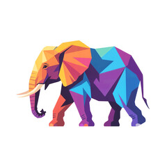 Vibrant low poly geometric african elephant illustration