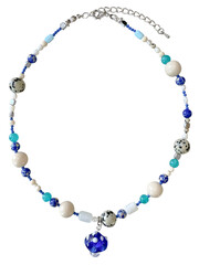 blue beads isolated on white background