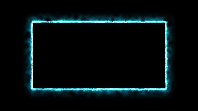 Glowing digital light edge rectangular abstract border frame. Light pulse geometric rectangle outline animation. Seamless motion abstract shape frame background.