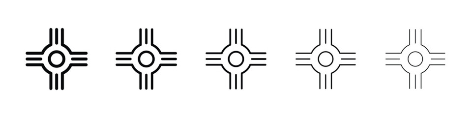 Road junction icon filled flat sign concept for web design.