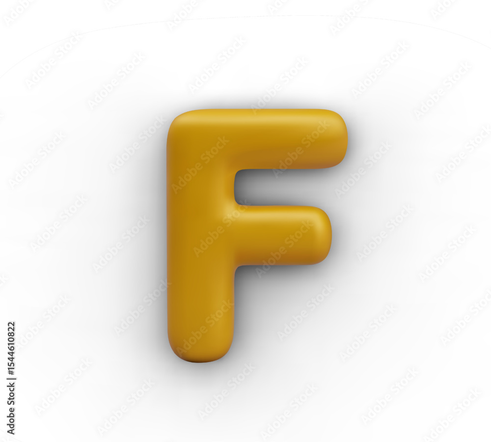 Fototapete capital letter f in festive 3d style. golden element of alphabet on white background. isolated objec