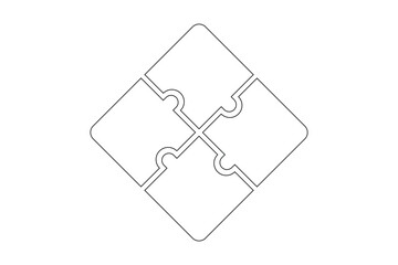 4 Piece Puzzle Infographic Set of Puzzle Pieces Vector. Jigsaw Puzzle on White Background. Set of Puzzle Pieces. Vector Illustration.