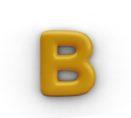 Golden letter B on white background. Part of alphabet. Isolated mockup for concepts, text composition, headings. Vector symbol, template for holiday design