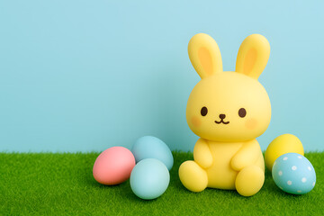 Bunny Toy with Colorful Easter Eggs