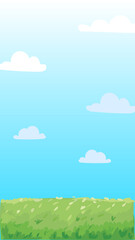 Green Field Landscape – Vertical Cartoon Nature Background Vector
