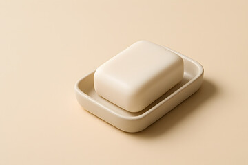 White Soap Bar in Minimal Dish

