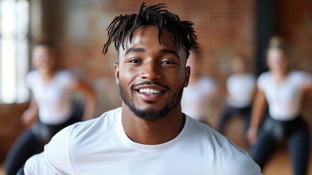 A realistic candid photograph of a person with a prosthetic limb participating joyfully in a community dance class, with other dancers smiling and supportive, emphasizing the Inclusive Society s