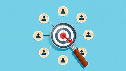 Target Audience Marketing Strategy Bullseye Magnifying Glass People Icons