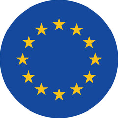 european union flag icon in circular shape, eu symbol with yellow stars, vector © Art by Redu