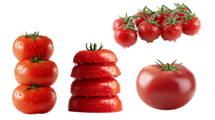 Isolated tomato png vibrant tomato slices on transparent background for culinary inspiration and graphic design projects