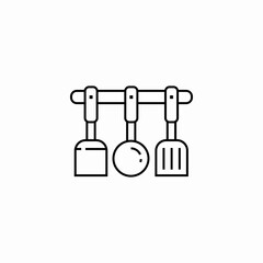 hanging kitchen utensils icon sign vector