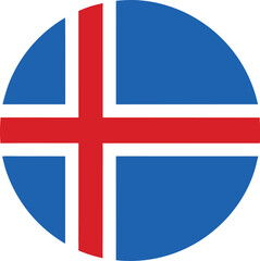 Fototapeta premium iceland flag icon in circular shape, nordic cross symbol, vector national design