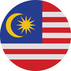 malaysia flag icon in circular shape, malaysian national symbol, vector design

