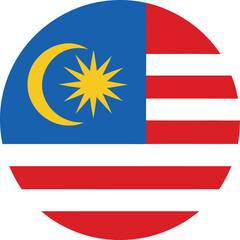 malaysia flag icon in circular shape, malaysian national symbol, vector design

