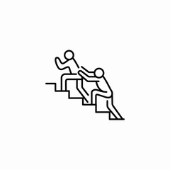 person helping stairs icon sign vector