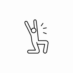 person kneeling celebrating icon sign vector