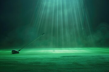 High Resolution Visual of Golf Enthusiast Unveils Club on Green
