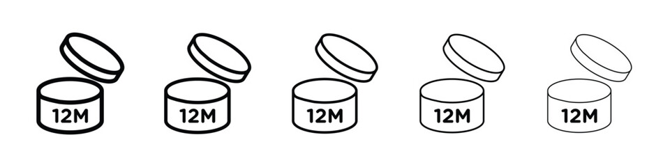 Period after opening 12m icon filled flat sign concept for web design.