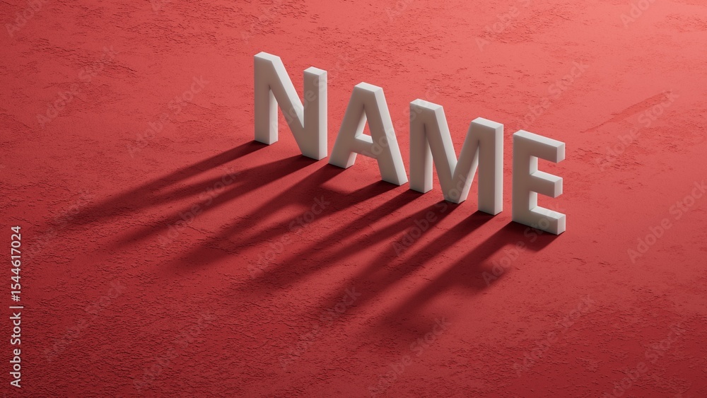 Poster concept word name on shadow of 3d charcaters.close up of shadow of 3d charcaters,business concept.3d