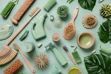 High Definition Visual of Eco Friendly Cleaning Accessories Zero Waste Concept