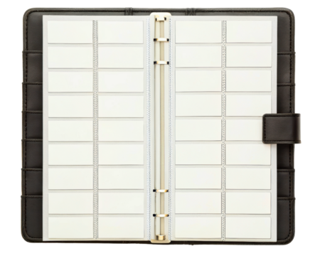 Open binder with clear sleeves for cards on a transparent background