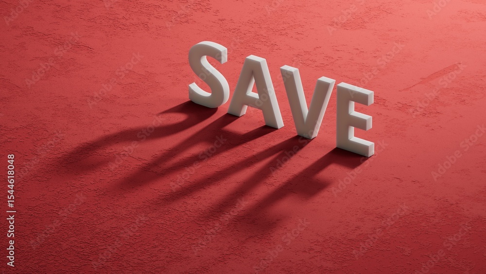 Poster symbol for saving or spending money. dice form the word 