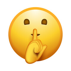 A yellow emoji with a finger to its lips indicating silence on a black colored background image view