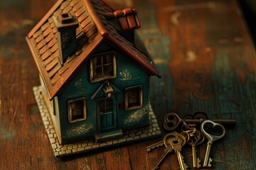 High Quality Visual of High View Toy Model House and Keys