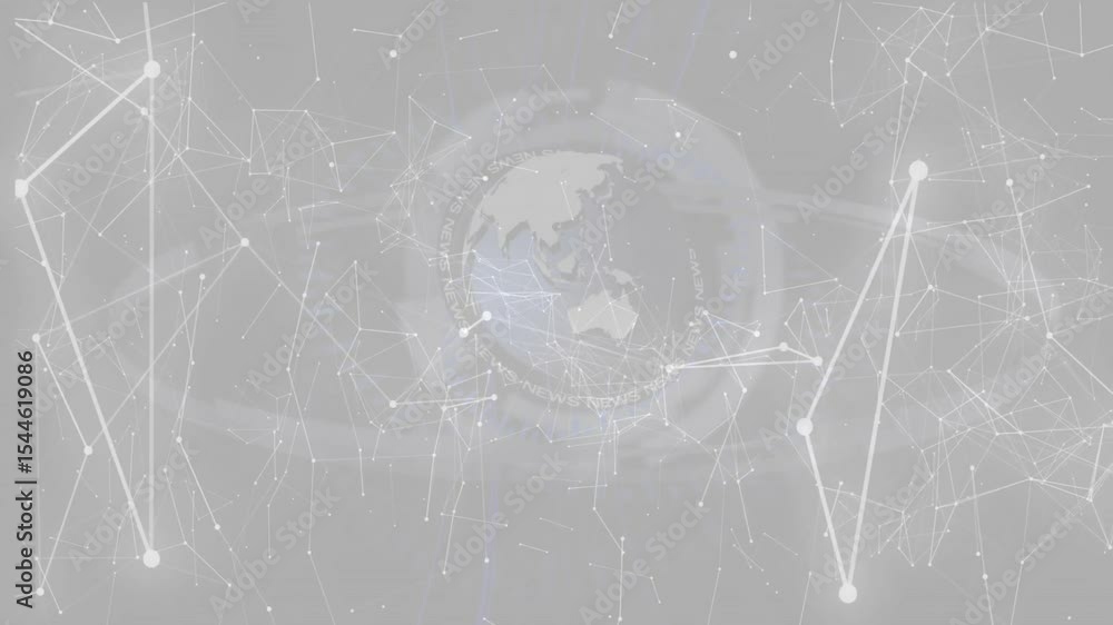 Poster Digital globe floating rotating causing network nodes rippling visualizing global connectivity