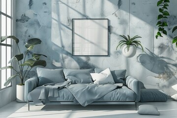Vibrant Color Picture of Interior Bedroom Decoration with Sofa and Bed