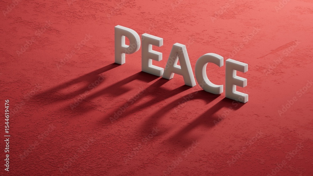 Aufkleber peace. shadow of 3d charcaters form the word peace. an extensive concept of the word peace used in v
