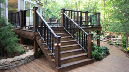 Outdoor Decking with Stairs Made from Trex Material 