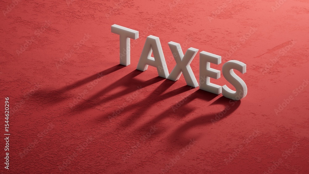 Fototapete shadow of 3d charcaters with taxes business word.close up of shadow of 3d charcaters,business concep