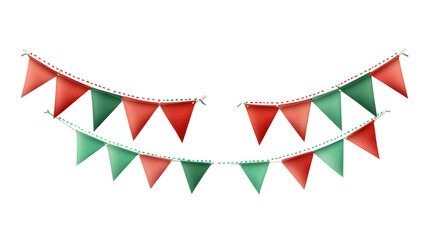 Fototapeta premium Set of two red and green bunting banner on white background