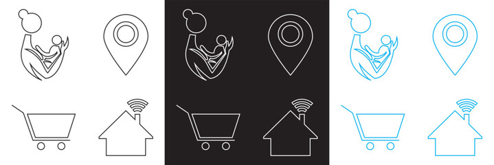 Icons for public navigation. Vector for websites, mobile interfaces, presentations, banner, visual branding etc. Vector illustration. isolated on white and black background. EPS 10