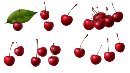 Set of cherries illustration on white background

