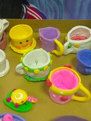 colorful clay pots