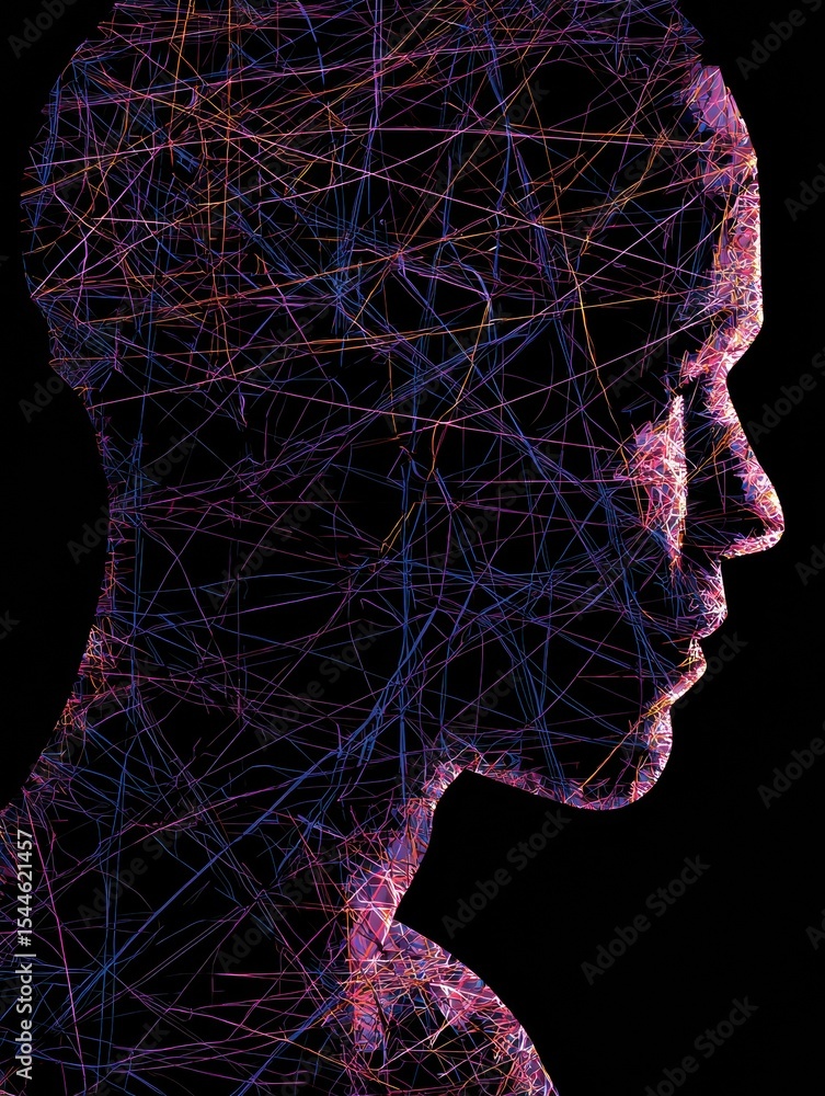 Poster visual representation of anxiety in the brain depicting chaotic geometry and pressure lines