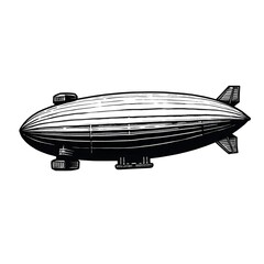 Vintage Zeppelin Illustration in Retro Black and White Halftone Newspaper Print Style – Historical Airship Graphic