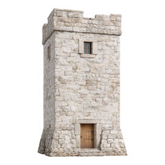 Isolated Stone Tower with Transparent Background for Design Uses