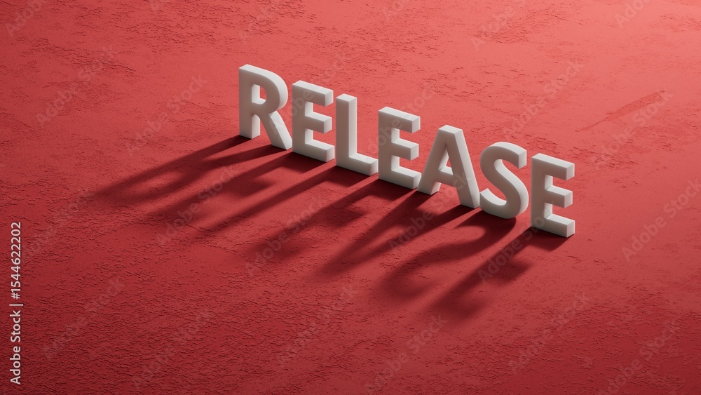 Poster the word release written on shadow of 3d charcaterss. business and finance concept.close up of shado