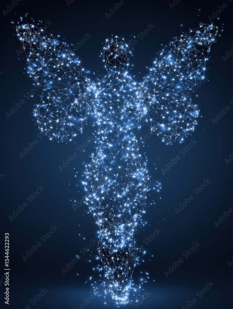 Aufkleber Abstract Mesh of Nerves Transforming Into Butterflies Symbolizes Healing and Transformation in a Dark Environment