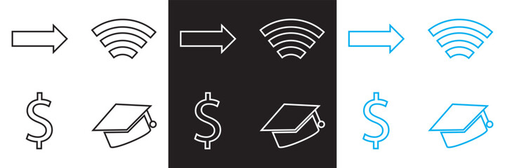Icons for public navigation. Vector for websites, mobile interfaces, presentations, banner, visual branding etc. Vector illustration. isolated on white and black background. EPS 10