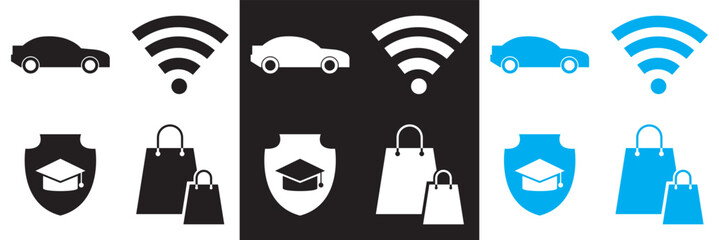 Icons for public navigation. Vector for websites, mobile interfaces, presentations, banner, visual branding etc. Vector illustration. isolated on white and black background. EPS 10