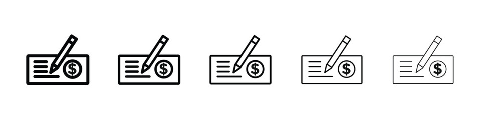 Money check icon filled flat sign concept for web design.