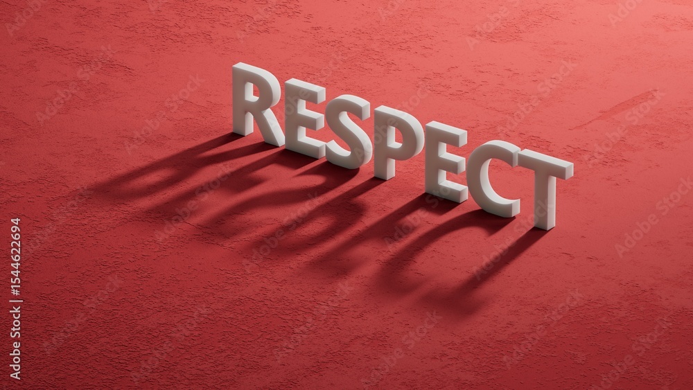Fototapete respect concept on shadow of 3d charcaters.close up of shadow of 3d charcaters,business concept.3d r