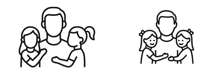 Family members enjoying quality time together, embracing in a warm and loving manner in a simple drawing style