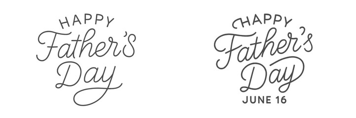 Creative Father's Day designs featuring elegant scripts and date display for festive celebration