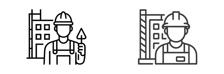 Construction workers engaged in building projects at a commercial site during daylight hours